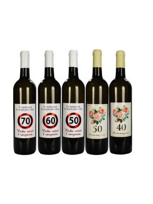 Víno k jubileu - Značka - Květiny, Chardonnay 2019, pozdní sběr, polosuché 0,75l